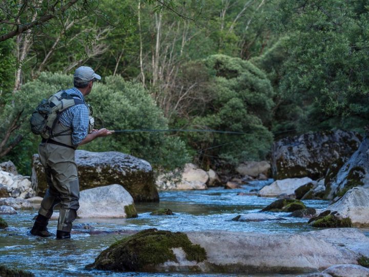 pesca a mosca sul fiume Leno ,Vallagarina, Trentino