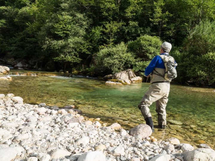 pesca a mosca sul fiume Leno ,Vallagarina, Trentino